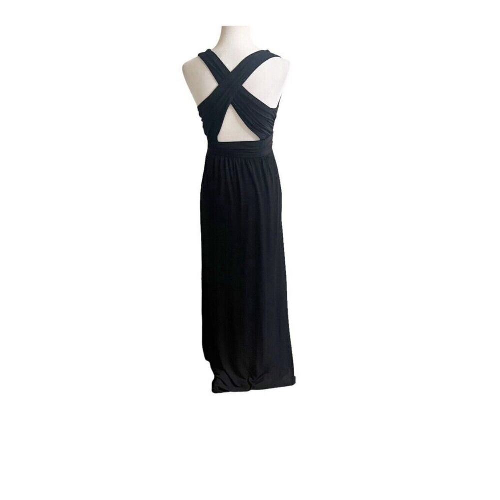 White House Black Market Black Cocktail Party Maxi Dress Size 4 Cross Back - Picture 3 of 12